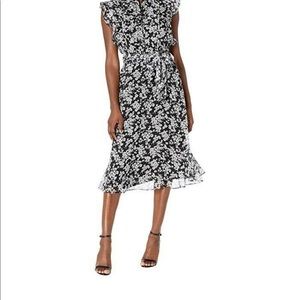 Ralph Lauren Floral Flutter-sleeve Dress In Black